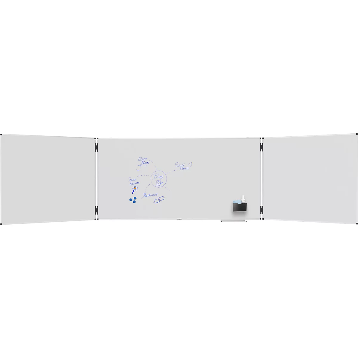 Tableau pliable Legamaster UNITE PLUS, magnétique, 5 surfaces d'écriture, L 2000/4000 x P 13,4 x H 1000 mm, acier céramique émaillé, blanc